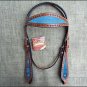HILASON WESTERN LEATHER HORSE HEADSTALL  MAHOGANY TURQUOISE