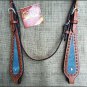 HILASON WESTERN LEATHER HORSE HEADSTALL  MAHOGANY TURQUOISE