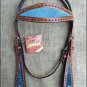 HILASON WESTERN LEATHER HORSE HEADSTALL MAHOGANY TURQUOISE
