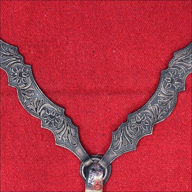 HILASON WESTERN LEATHER HORSE BREAST COLLAR BLACK RUSTIC VINTAGE