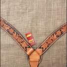 S368 HILASON WESTERN LEATHER HORSE BREAST COLLAR TAN BLACK HAND PAINT