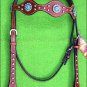 HILASON WESTERN LEATHER HORSE HEADSTALL BRIDLE MAHOGANY TURQUOISE BLING CONCHO