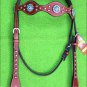 HILASON WESTERN LEATHER HORSE HEADSTALL BRIDLE MAHOGANY TURQUOISE BLING CONCHO