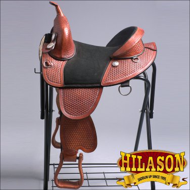 TW108MA-F HILASON TREELESS WESTERN TRAIL BARREL RACING LEATHER HORSE SADDLE 15"