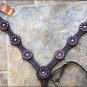 HILASON WESTERN LEATHER HORSE HEADSTALL BREAST COLLAR BROWN PURPLE CRYSTALS