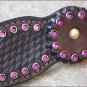 HILASON WESTERN LEATHER HORSE HEADSTALL BREAST COLLAR BROWN PURPLE CRYSTALS