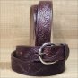 34" LEEGIN DARK BROWN WESTERN SCROLL TOOLED LEATHER MEN BELT 1-1/2" WIDE