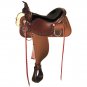 16" CIRCLE Y MAGNOLIA CORDURA TRAIL LEATHER BORDER TOOLED WIDE TREE SADDLE TOBAC