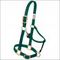 WEAVER GREEN LARGE HORSE NYLON HEAT SEALED BUCKLE HALTER ADJUSTABLE CHIN THROAT