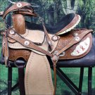 FI107F- WESTERN BARREL RACING TRAIL SADDLE 15 WITH BRIDLE BREAST COLLAR SET