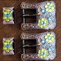 SET OF 8 BLUE LEMON CRYSTALS FLORAL COPPER FINISH BUCKLE SET BELT HEADSTALL