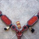 HILASON WESTERN LEATHER HORSE BREAST COLLAR MAHOGANY RED INLAY