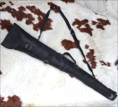 GL100BK-F GLANOR BLACK RUGGED DISTRESS BUFFALO LEATHER SHOT GUN SLIP CASE
