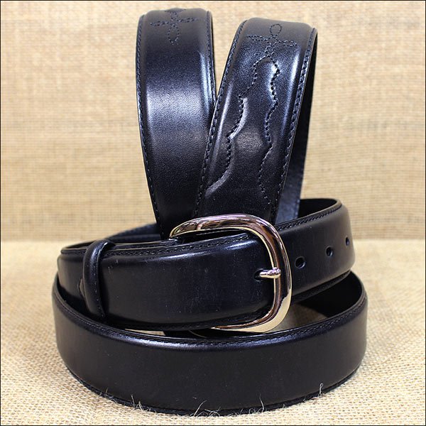 51103F 36 inch SILVER CREEK MEN'S BLACK JACK OF DIAMONDS LEATHER BELT
