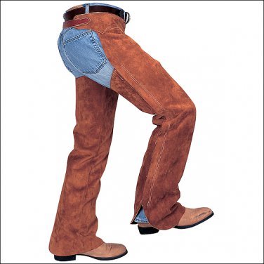EXTRA LARGE WL-65-3280 BROWN WEAVER LEATHER SHOTGUN SPLIT LEATHER WORK CHAPS