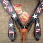HILASON WESTERN LEATHER HORSE HEADSTALL BREAST COLLAR BLACK HAND PAINT US FLAG