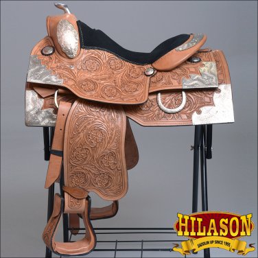 BH116-F HILASON WESTERN LEATHER EQUITATION HORSE SHOW TRAIL PLEASURE SADDLE 16"