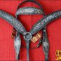 HILASON WESTERN LEATHER HORSE HEADSTALL BREAST COLLAR BLACK RUSTIC VINTAGE
