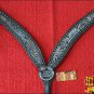 HILASON WESTERN LEATHER HORSE HEADSTALL BREAST COLLAR BLACK RUSTIC VINTAGE