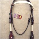 S514 HILASON WESTERN RAWHIDE BRAIDED LEATHER HORSE HEADSTALL CHOCOLATE BROWN