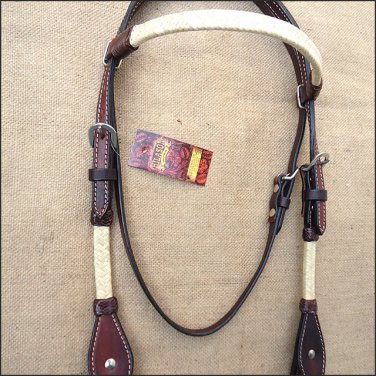 S514 HILASON WESTERN RAWHIDE BRAIDED LEATHER HORSE HEADSTALL CHOCOLATE BROWN