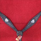 HILASON WESTERN LEATHER HORSE BREAST COLLAR ANTIQUE BLACK BLING HEART