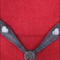 HILASON WESTERN LEATHER HORSE BREAST COLLAR ANTIQUE BLACK BLING HEART