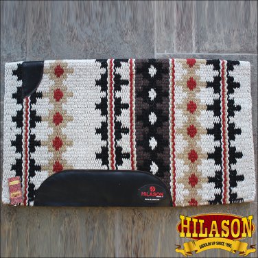 FE353-F MADE IN USA HILASON WESTERN WOOL FELT SADDLE BLANKET PAD OFF WHITE BLACK