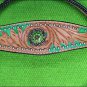 HILASON WESTERN LEATHER HORSE HEADSTALL BRIDLE TAN GREEN BLING CONCHO