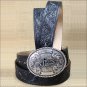 32" JUSTIN WESTERN BLACK TOOLED LEATHER TROPHY MEN BELT 1-1/2" WIDE