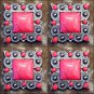 SET OF 4 RED STONE ANTIQUE SILVER FINISH SQUARE CONCHO HEADSTALL SADDLE COWGIRL