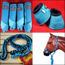 LARGE PROFESSIONAL CHOICE VENTECH SPORT BOOTS BELL HALTER REINS HORSE BLUE