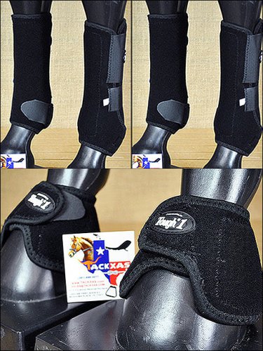 LARGE TOUGH1 REAR FRONT LEG VENTED HORSE SPLINT SPORTS BELL BOOTS BLACK