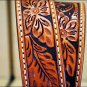 TONY LAMA FLORAL HAND TOOLED WESTERN LEATHER MEN'S BELT - TAN