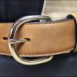 38" SILVER CREEK CLASSIC WESTERN BLACK W/BROWN LEATHER TRIM MEN BELT 1-3/8" Wide
