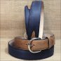 38" SILVER CREEK CLASSIC WESTERN BLACK W/BROWN LEATHER TRIM MEN BELT 1-3/8" Wide