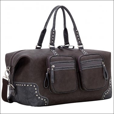 AMERICAN WEST LEATHER BANDANA LAKE TAHOE CARRY ALL TRAVEL LUGGAGE BAG CHARCOAL