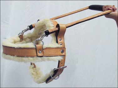 GH201-F HILASON TAN GENUINE LEATHER MEDIUM ASSISTANCE DOG HARNESS WITH HANDLE