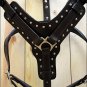DH300 HILASON BROWN PADDED GENUINE LEATHER DOG HARNESS MATCHING LEASH ALL SIZES