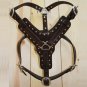 DH300 HILASON BROWN PADDED GENUINE LEATHER DOG HARNESS MATCHING LEASH ALL SIZES