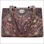 AMERICAN WEST TOOLED LEATHER ROSEWOOD LADIES TOTE SHOULDER HAND BAG PURSE