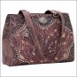 AMERICAN WEST TOOLED LEATHER ROSEWOOD LADIES TOTE SHOULDER HAND BAG PURSE