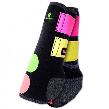 CLASSIC EQUINE LEGACY SYSTEM HORSE FRONT REAR SPORT BOOT PAIR BURST NEON