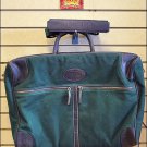 KD STEPHENS CANVAS LEATHER PULLMAN BRIEFCASE TRAVEL DUFFEL LUGGAGE BAG GREEN