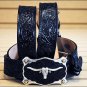 32 inch JUSTIN CLASSIC WESTERN GENUINE LEATHER MEN BELT LONGHORN BUCKLE BLACK
