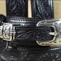 36 INCH TONY LAMA WESTERN BANDERA EMBOSSED BLACK LEATHER RANGER BELT