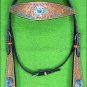 HILASON WESTERN LEATHER HORSE HEADSTALL BREAST COLLAR TAN TURQUOISE CONCHO