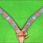 HILASON WESTERN LEATHER HORSE HEADSTALL BREAST COLLAR TAN TURQUOISE CONCHO
