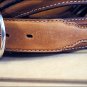 36in. JUSTIN FENCED IN WESTERN LEATHER MEN BELT - BROWN SILVER ENGRAVED BUCKLE