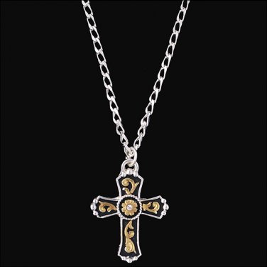 SILVER STRIKE MEN'S PENDANT CRYSTAL CHAIN NECKLACE LADIES BLACK & GOLD INLAY